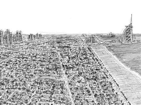 Dubai Panorama Original Drawings Prints And Limited Editions By