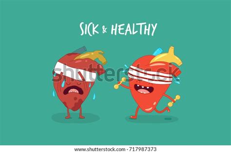 Human Heart Cardio Sick Healthy Heart Stock Vector Royalty Free 717987373