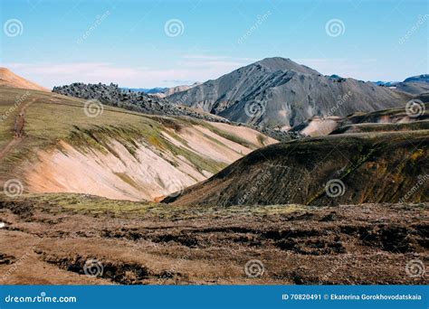 Icelandic Landscape Beautiful Mountains And Volcanic Area Stock Image