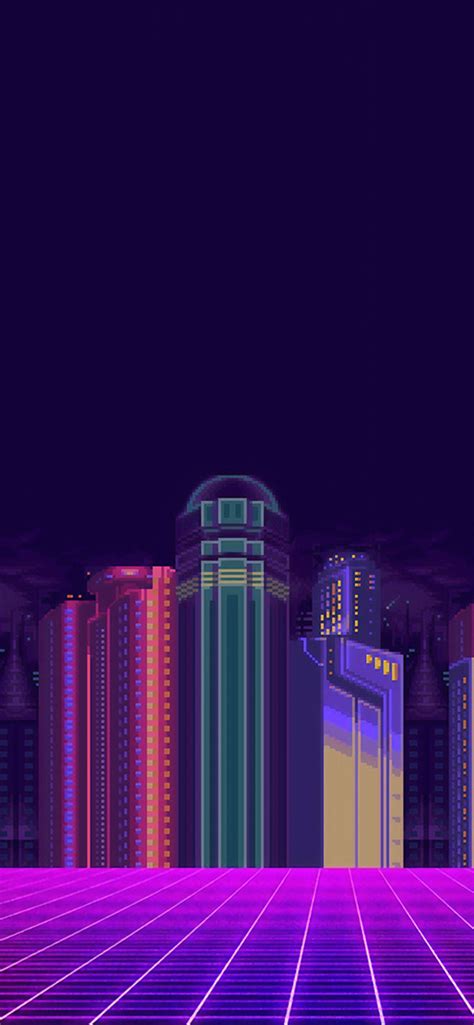 1242x2688 Synthwave Buildings 8 Bit Iphone Xs Max Hd 4k Wallpapers