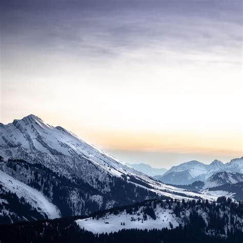 Download Wallpaper 2780x2780 Mountains Peaks Landscape Trees Snow
