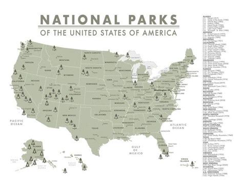 National Parks Map Of The United States Parks Checklist Featuring All