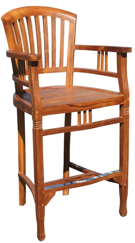 Teak Wood Orleans Bar Stool With Arms By Chic Teak Only 32107 Teak