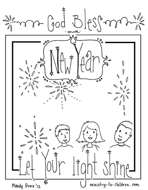 Mandy has created this simple illustration for new year's celebrations. New Year's Coloring Page "Let Your Light Shine" — Ministry ...