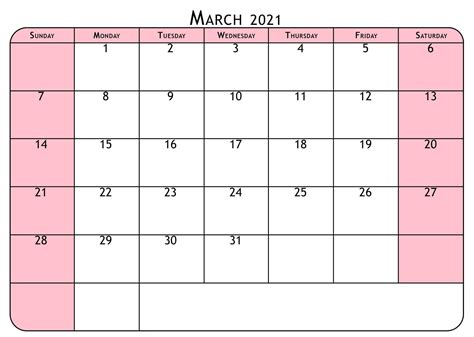 Printable March 2021 Calendar Holidays Template One Platform For