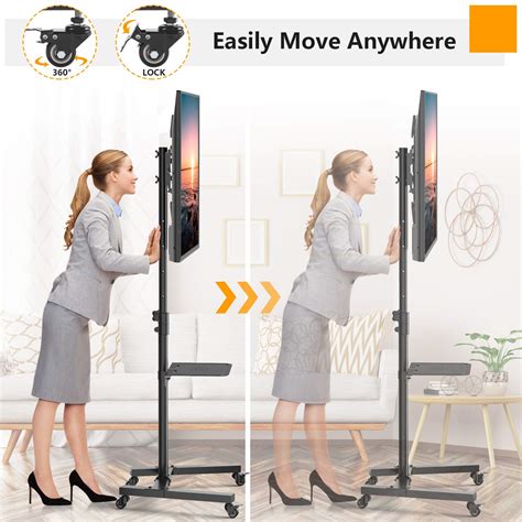 5rcom Mobile Tv Cart Rolling Tv Floor Stand With Locking Wheels And