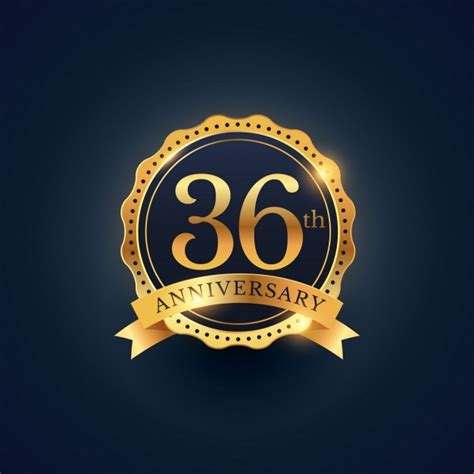 Free Vector Golden Badge For The 36th Anniversary