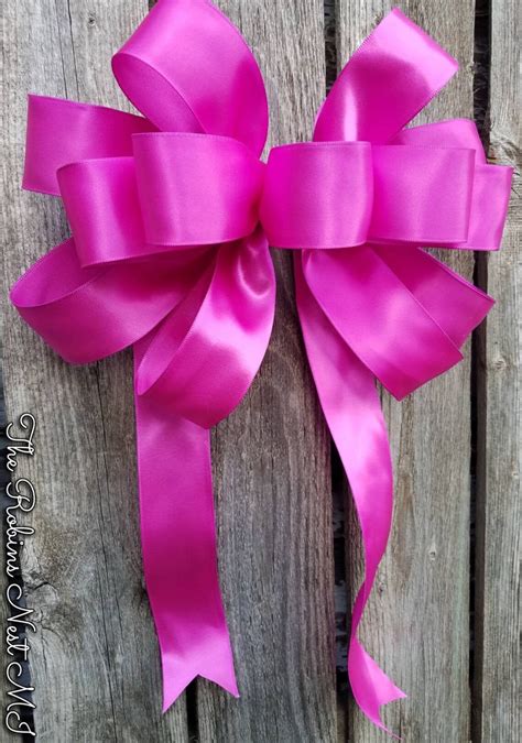 Pink Satin Bows Hot Pink Wedding Pew Bows Fuchsia Bridal Etsy