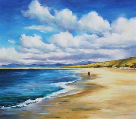 Beach Oil Art Ocean Oil Painting On Canvas Large Art 2727 Etsy Sky