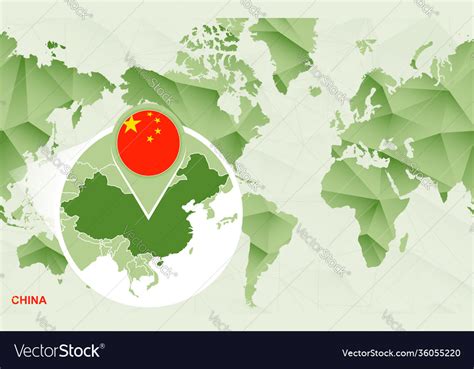 America Centric World Map With Magnified China Map