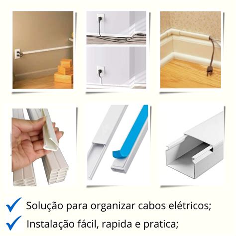 Canaleta Branca M Com Fita Adesiva Dupla Face X Mm Pvc Esconde Fio