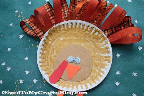Paper Plate And Ribbon Turkey Kid Craft Idea For Thanksgiving