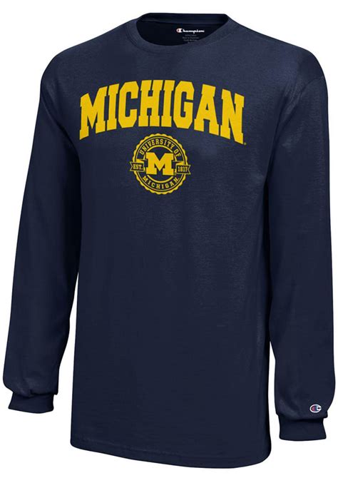 Champion Michigan Wolverines Youth Navy Blue Official Seal Long Sleeve Tee