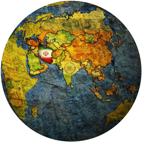 Iran On Globe Map Stock Illustration Illustration Of Flag 198258432