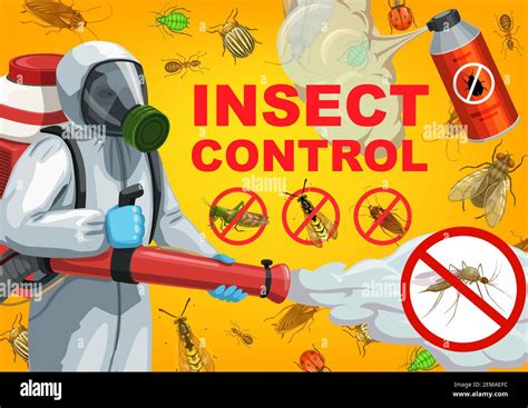 Pest Control Service Cartoon Vector Of Exterminator Insects And Bugs