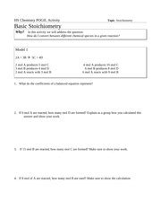 How to identify each type. HS_POGIL_Stoich_Help - HS Chemistry POGIL Activity Topic Stoichiometry Basic Stoichiometry Why ...