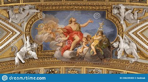 Rome The Ceiling Baroque Fresco Of Apotheosis Of St John The Baptist