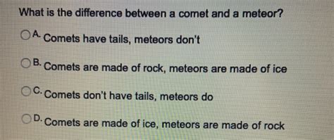 Difference Between Comet And Meteors Definitions Pelajaran