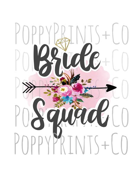 Bride Squad Digital Bridal Squad Download JPEG Sublimation Etsy