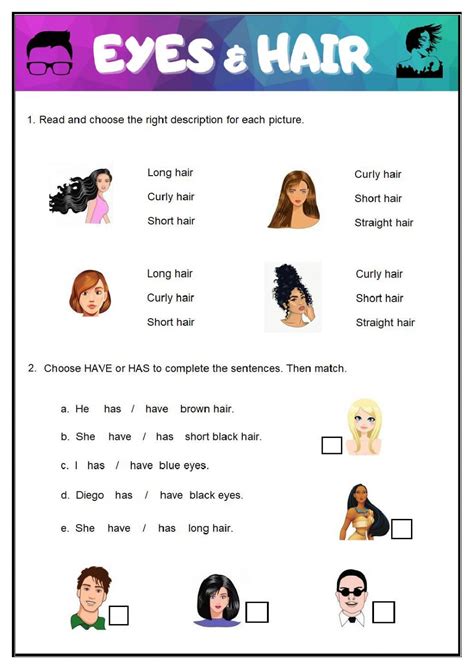 Hairstyles Interactive Worksheet Describing Words English Lessons