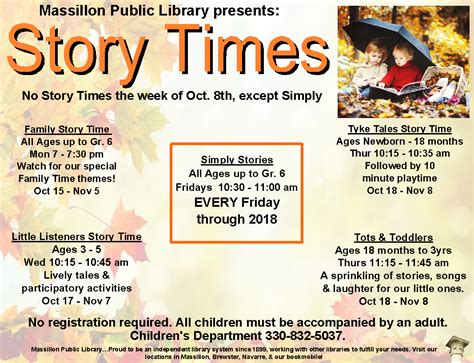 Story Times Massillon Public Library