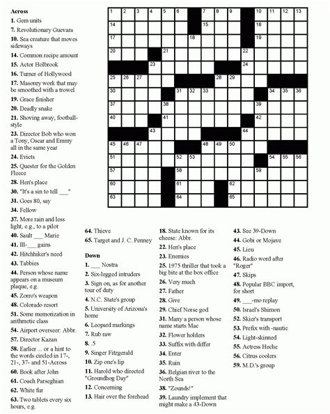 Printable Crosswords For Young Adults Printable Crossword Puzzles