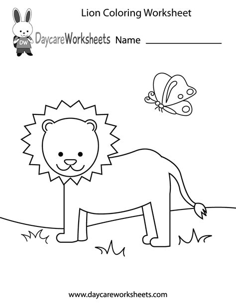 Free Printable Lion Coloring Worksheet For Preschool