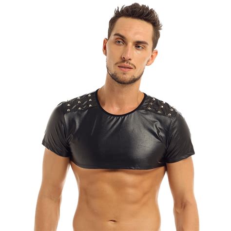 Studded Faux Leather Muscle Crop Top Queerks