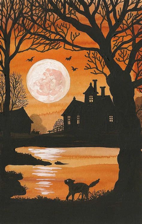 Halloween Paintings On Canvas Elegant Spooky Vintage Halloween