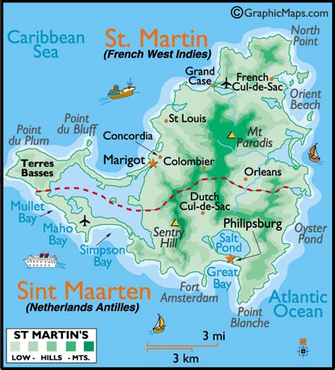 Saint Martin Atlantic Ocean Map