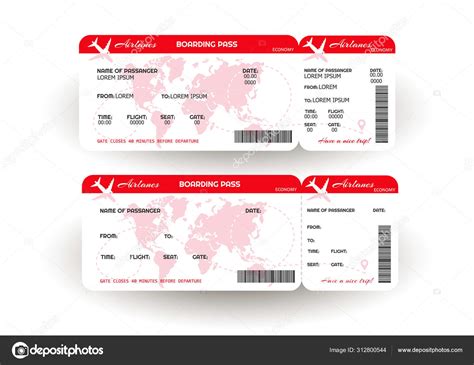 Airplane Ticket Boarding Pass Ticket Template Stock Vector By KingVector