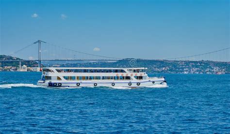 Istanbul Turkey Bosphorus Bridge And Uskudar Coast Pleasure Boats