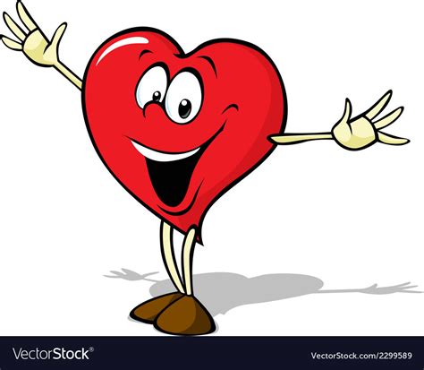 Funny Heart Cartoon Standing With Open Arms Vector Image