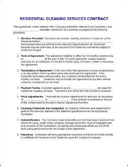 Every business plan must be simple and easy to interpret the ideas while implementing it. Cleaning Contract Form - Free Printable Documents