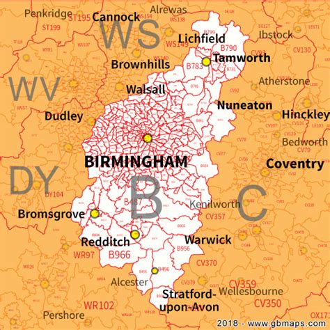 Birmingham Postcode Area And District Maps In Editable Format Images