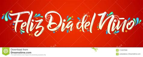 Feliz Dia Del Nino Happy Children Day Spanish Text Stock