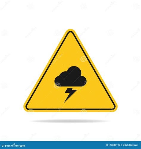 The Vector Illustration Of A Warning Sign Of A Thunderstorm Is On A