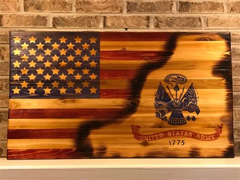 Custom Wood American Flag Us Army 1775 Combination Etsy