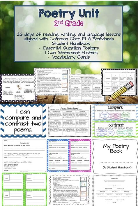 Poetry Unit Second Grade Common Core Standards Complete Pack