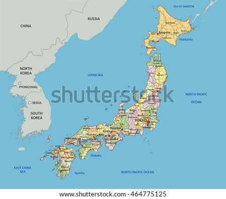 Get japan maps for free. Japan Highly Detailed Editable Political Map Stock Vector 464775125 - Shutterstock