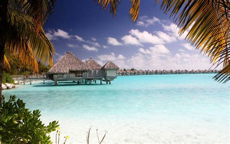 Bora Bora Clear Blue Lagoon Hd Desktop Wallpaper Widescreen High