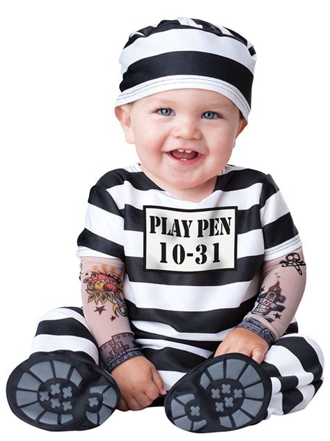 Child Infant Convict Outfit Fancy Dress Costume Halloween Prisoner Boys