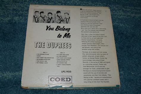 The Duprees~you Belong To Me~1962 Doo Wop~pop Vocal~coed Records~rare Ebay