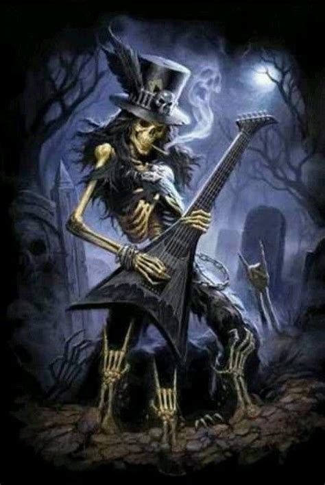 Metal Skeleton Playing The Guitar Desenhos Do Caveira Arte Com