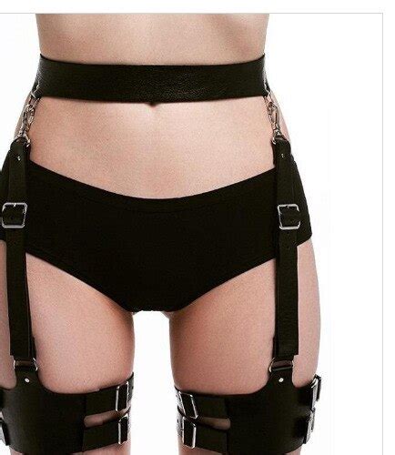 new punk gothic handmade hadcrafted leather body bondage harness waist