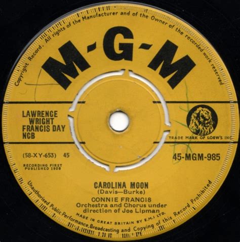 Connie Francis Carolina Moon 1958 Vinyl Discogs