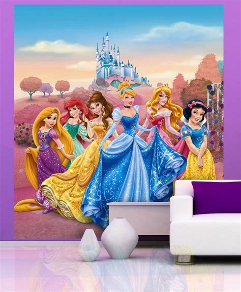 Disney Princess Wall Mural Wallpaper Childrens Bedroom Premium Blue