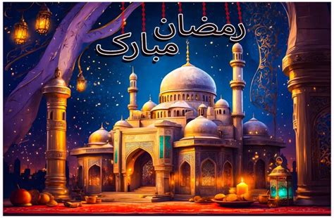 Premium Psd Ramadan Mubarak Poster Template In Urdu Font With Lights