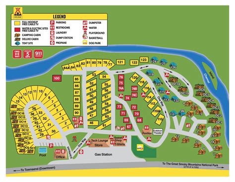 Townsend Tennessee Campground Map Townsend Great Smokies Koa Holiday