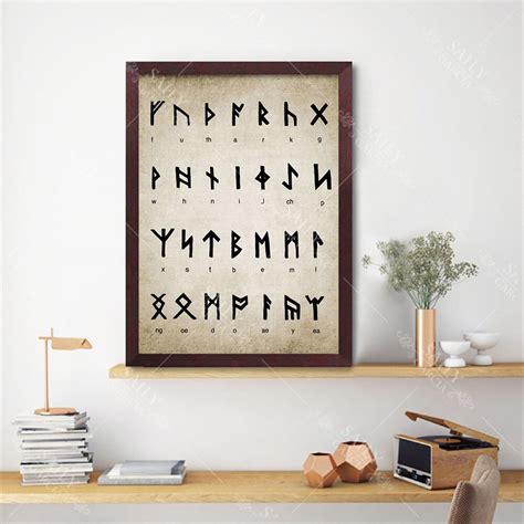 Runic Alphabet Divination Patent Vintage Poster Writing Magic Viking
